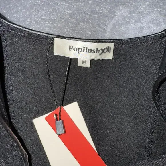 Popilush Faux Leather Lace Shapewear Bodysuit Tummy Control Thong Underwire Sz M - Picture 4 of 10